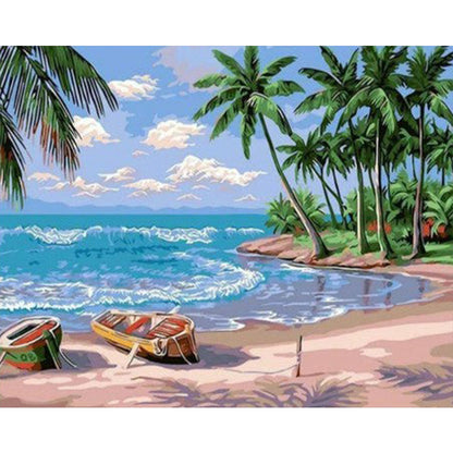 Beach - Full Round Drill Diamond Painting 40*50CM