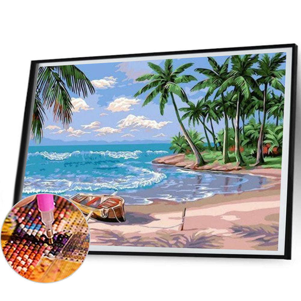 Beach - Full Round Drill Diamond Painting 40*50CM