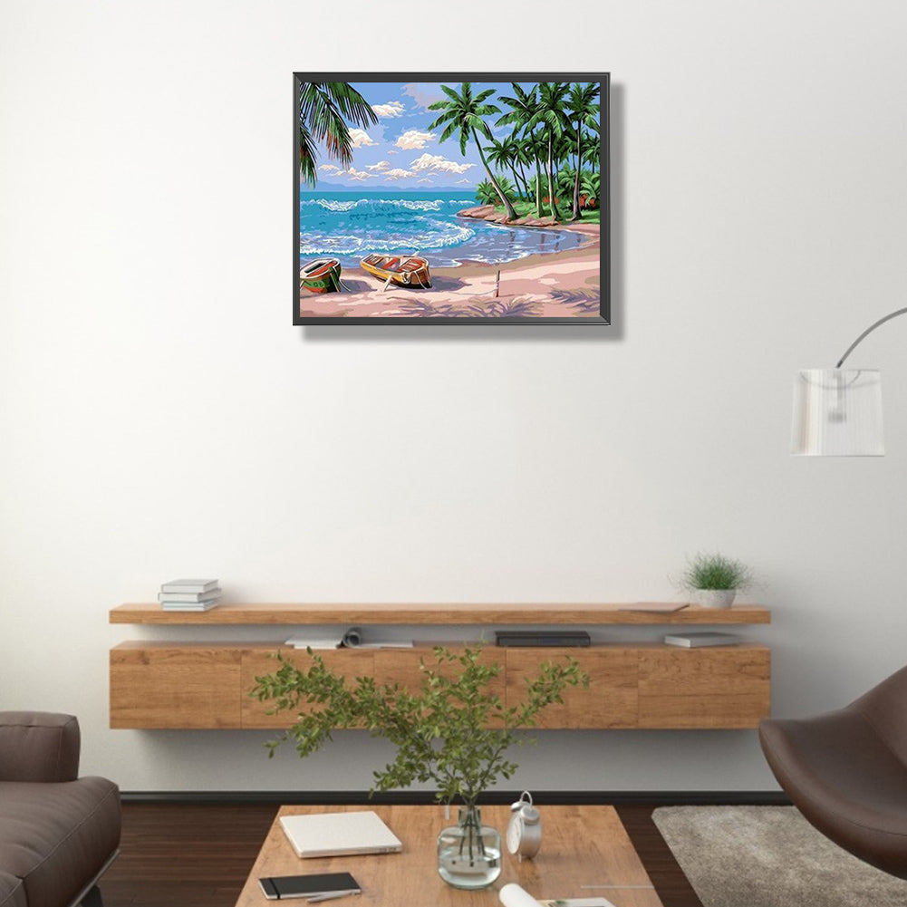 Beach - Full Round Drill Diamond Painting 40*50CM