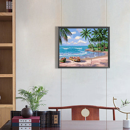 Beach - Full Round Drill Diamond Painting 40*50CM