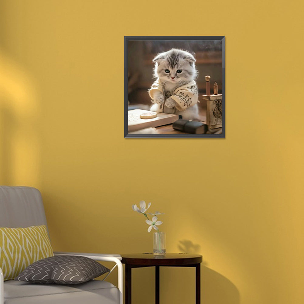 Working Cat - Full Round Drill Diamond Painting 30*30CM