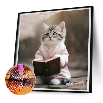 Working Cat - Full Round Drill Diamond Painting 30*30CM
