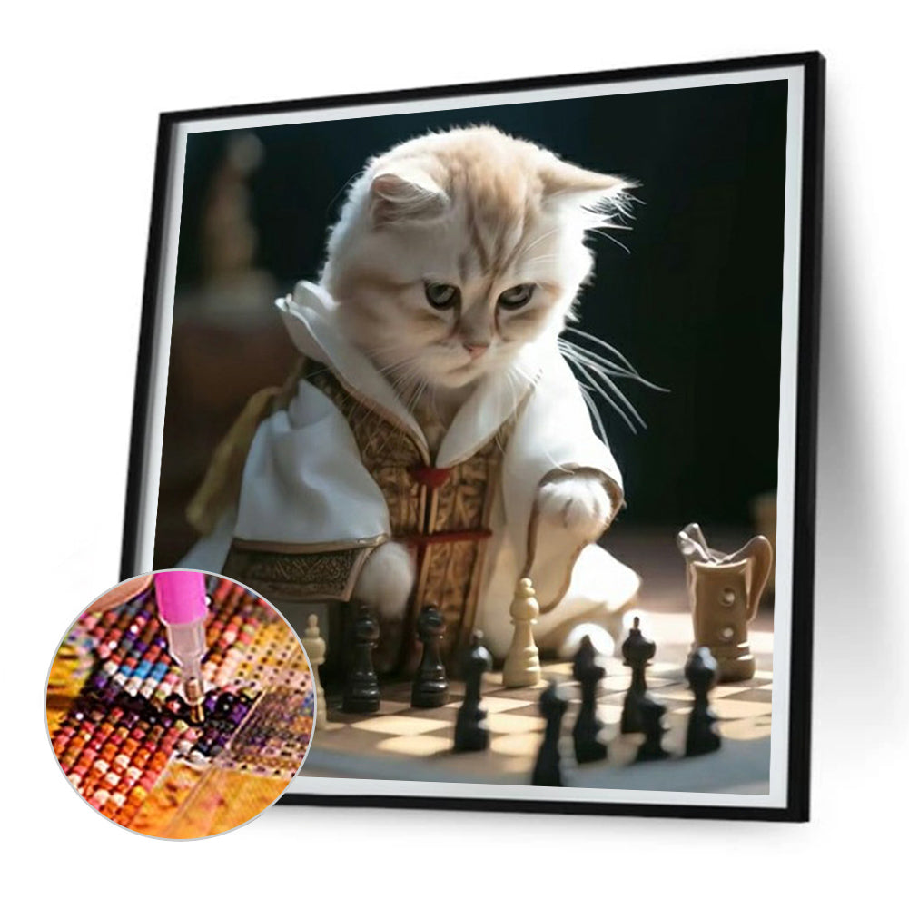 Working Cat - Full Round Drill Diamond Painting 30*30CM