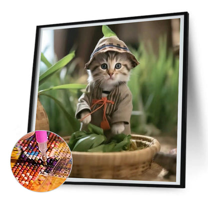 Working Cat - Full Round Drill Diamond Painting 30*30CM