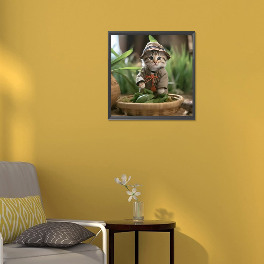 Working Cat - Full Round Drill Diamond Painting 30*30CM