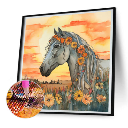 Field Horse - Full Round Drill Diamond Painting 30*30CM