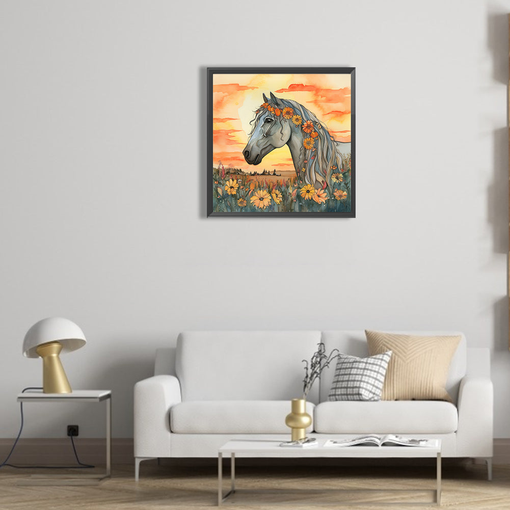 Field Horse - Full Round Drill Diamond Painting 30*30CM