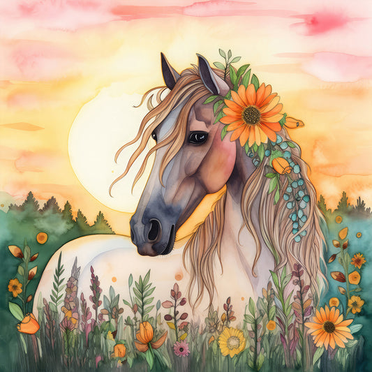 Field Horse - Full Round Drill Diamond Painting 30*30CM