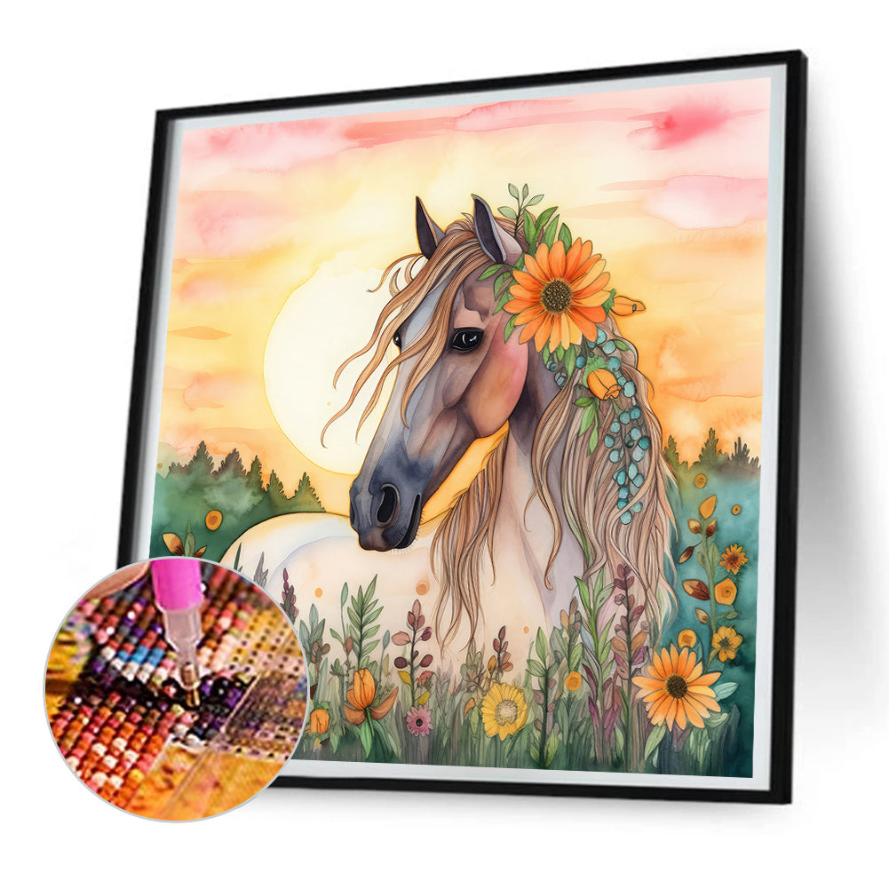 Field Horse - Full Round Drill Diamond Painting 30*30CM