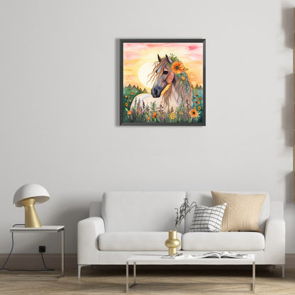 Field Horse - Full Round Drill Diamond Painting 30*30CM