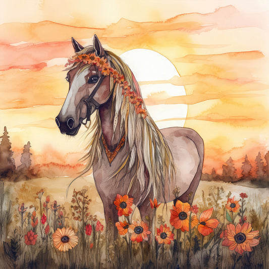 Field Horse - Full Round Drill Diamond Painting 30*30CM