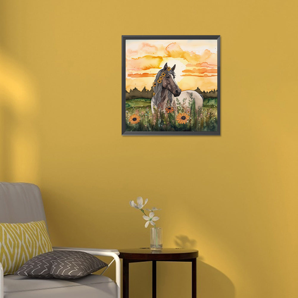 Field Horse - Full Round Drill Diamond Painting 30*30CM