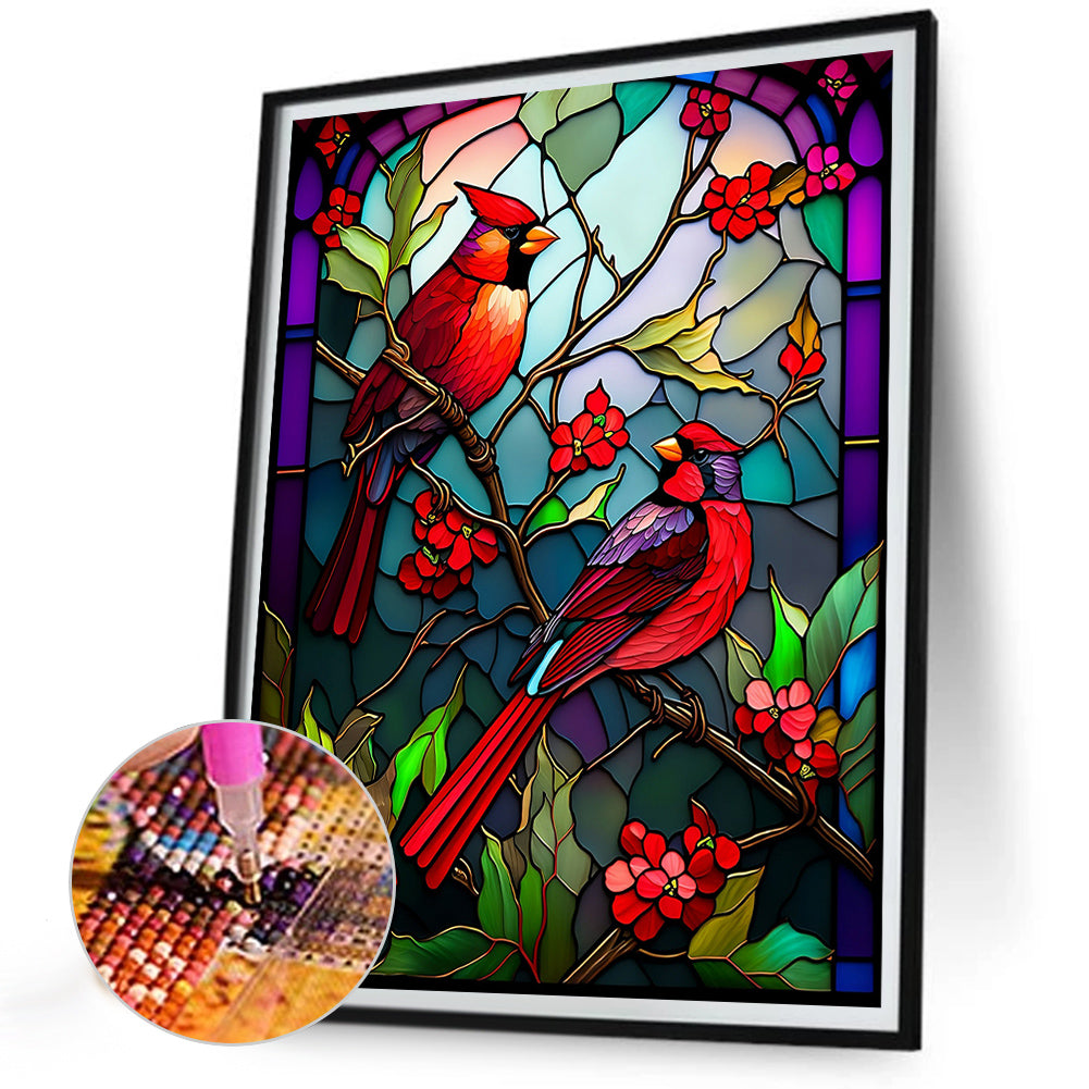 Cardinal Glass Painting - Full Round Drill Diamond Painting 30*40CM