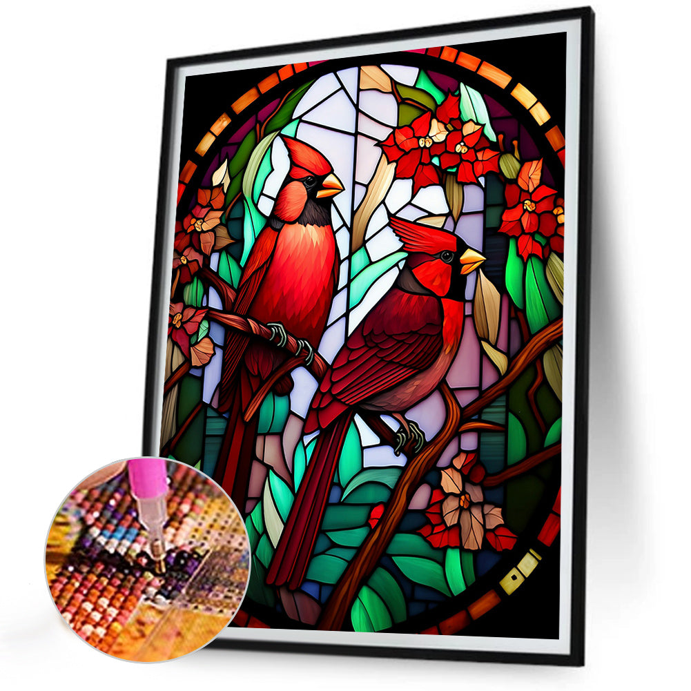 Cardinal Glass Painting - Full Round Drill Diamond Painting 30*40CM