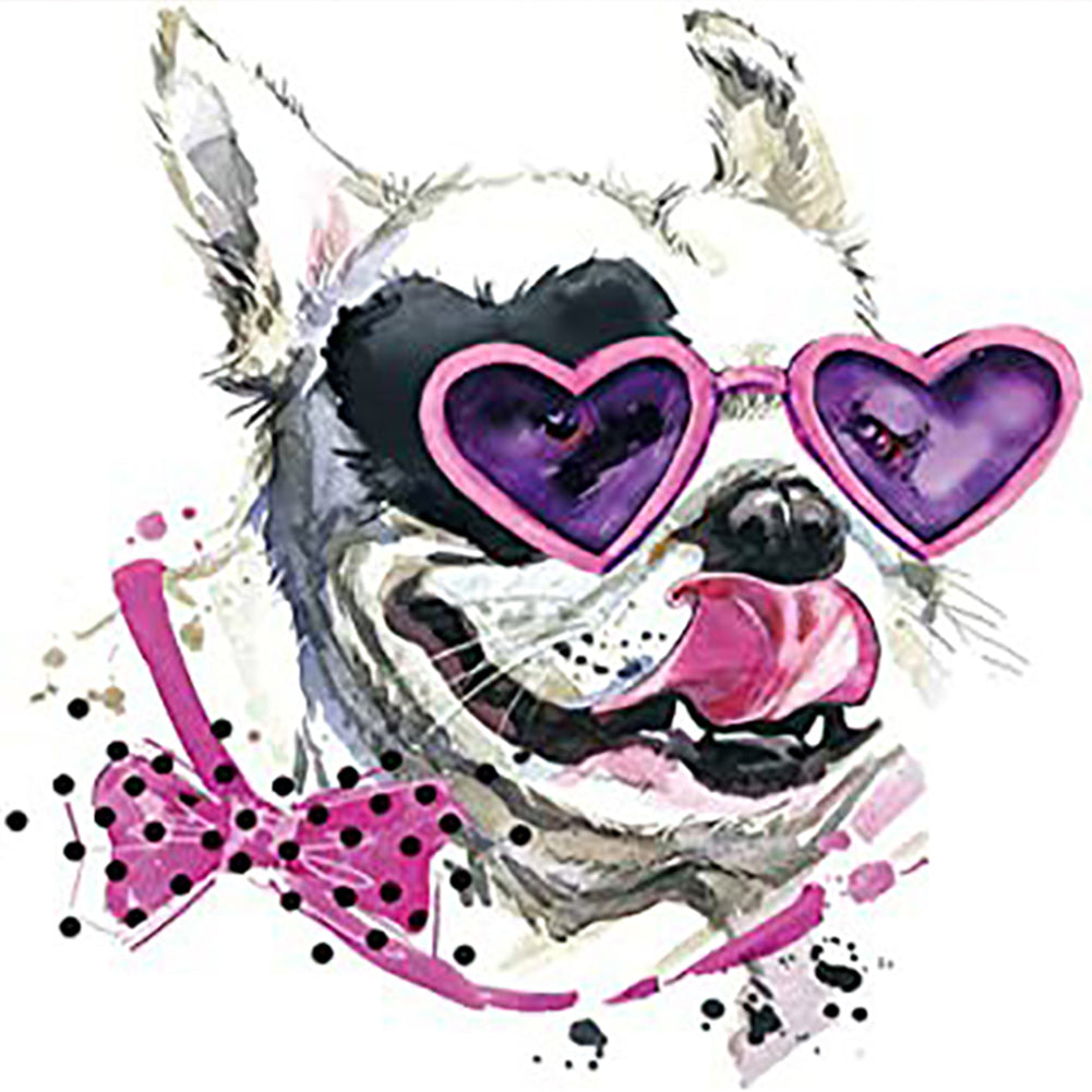 Animal Head With Sunglasses - Full Round Drill Diamond Painting 30*30CM