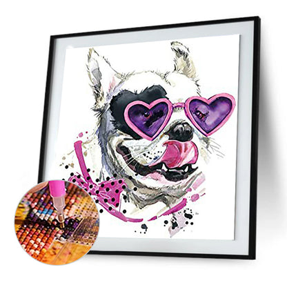 Animal Head With Sunglasses - Full Round Drill Diamond Painting 30*30CM