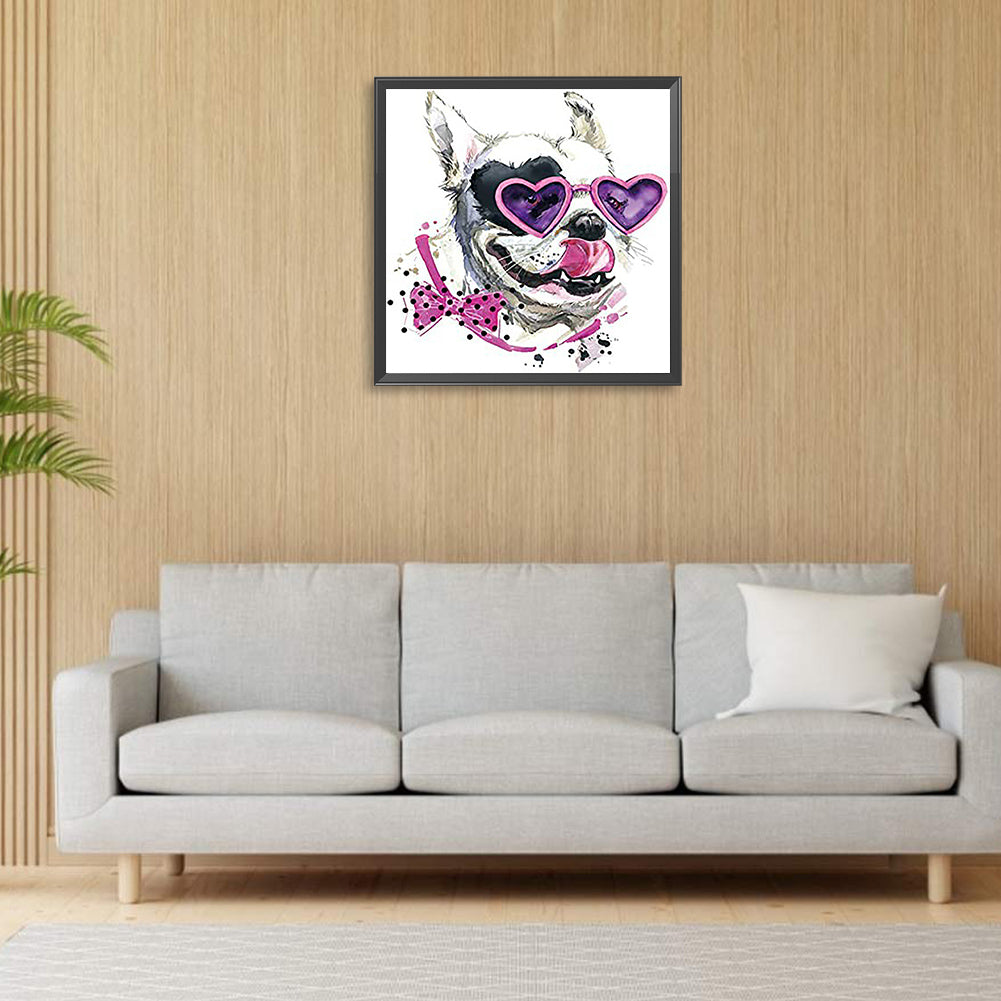 Animal Head With Sunglasses - Full Round Drill Diamond Painting 30*30CM