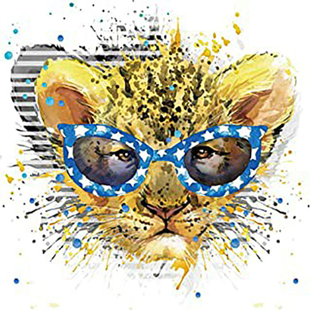 Animal Head With Sunglasses - Full Round Drill Diamond Painting 30*30CM