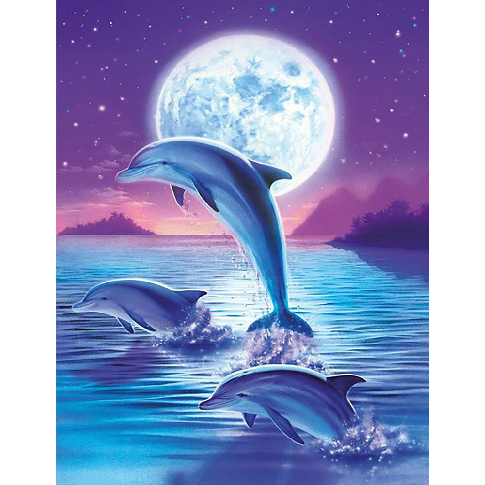 Jumping Dolphin - Full Round Drill Diamond Painting 50*60CM