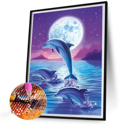 Jumping Dolphin - Full Round Drill Diamond Painting 50*60CM