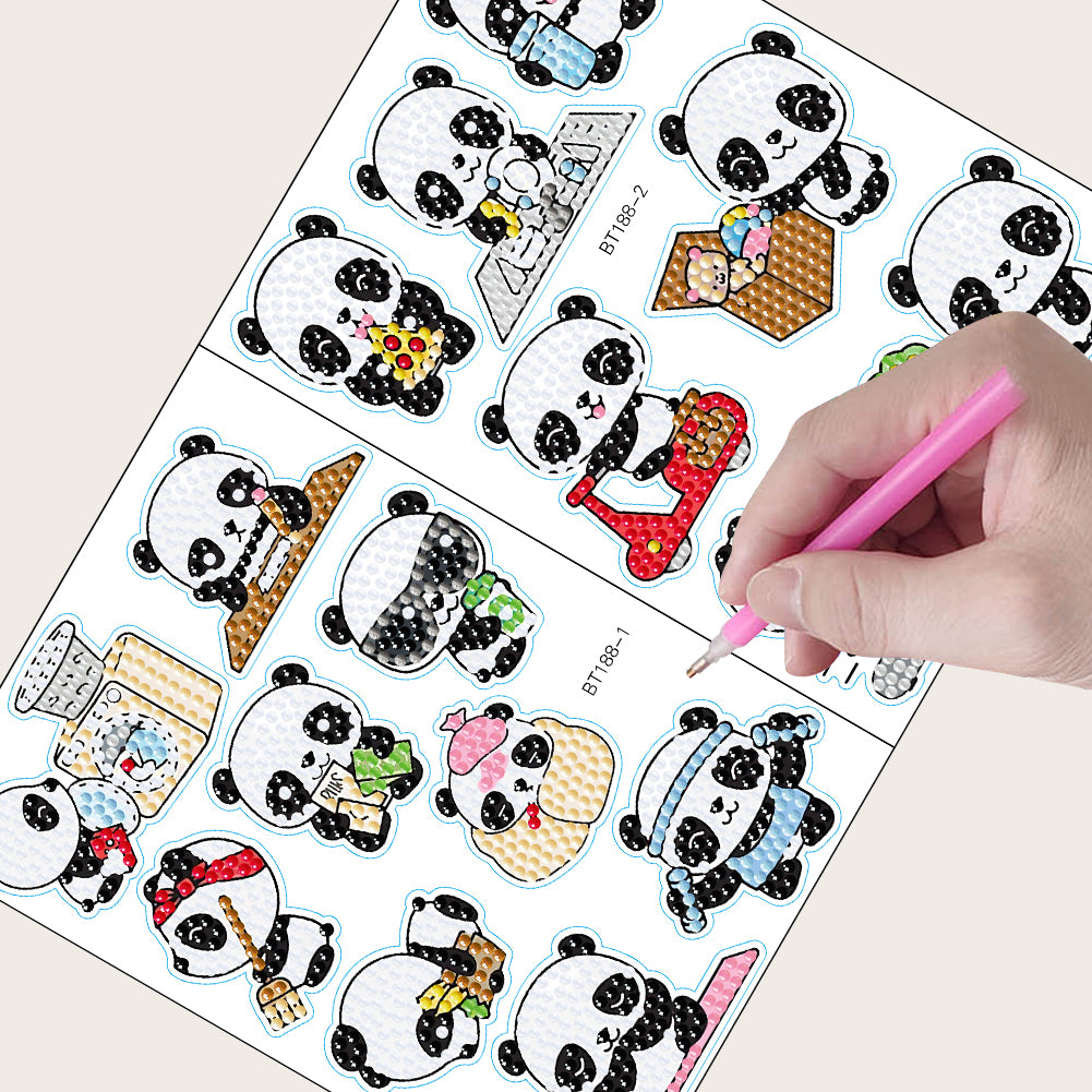 2pcs Diamond Painting Stickers Kits Animals 5D Gem Sticker DIY for Kids Beginner