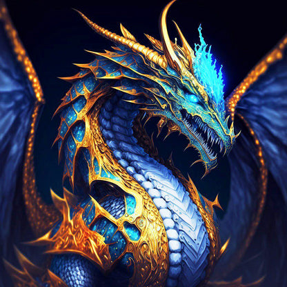 Handsome Dragon Head Portrait - Full Round Drill Diamond Painting 30*30CM