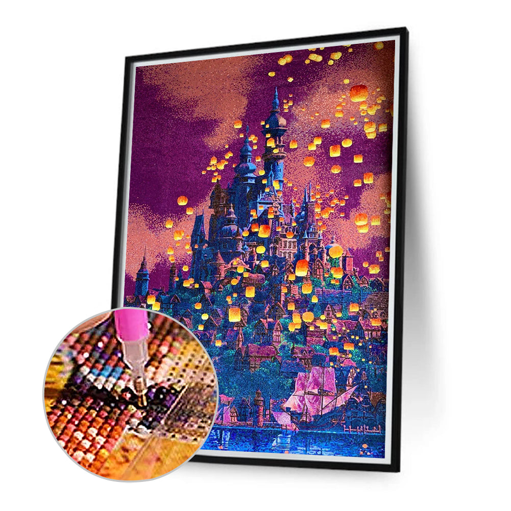 Kongming Lantern Castle - Full Round Drill Diamond Painting 30*50CM