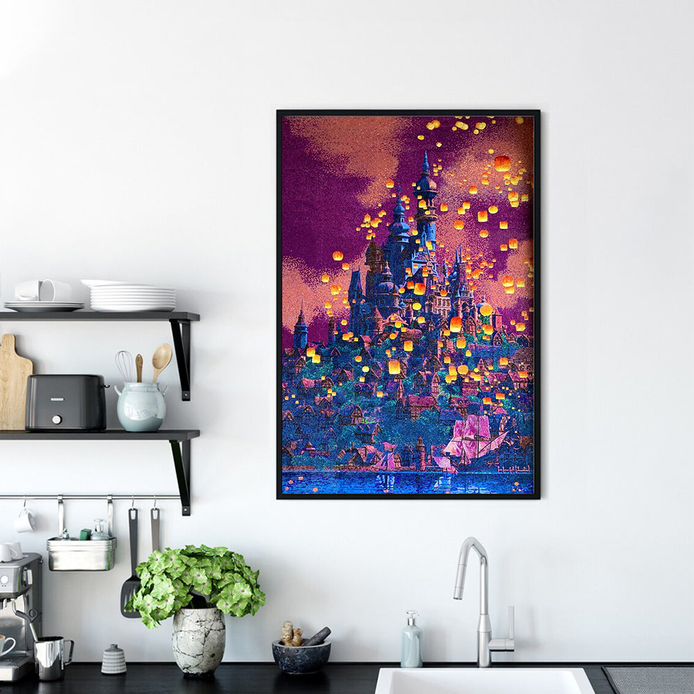 Kongming Lantern Castle - Full Round Drill Diamond Painting 30*50CM