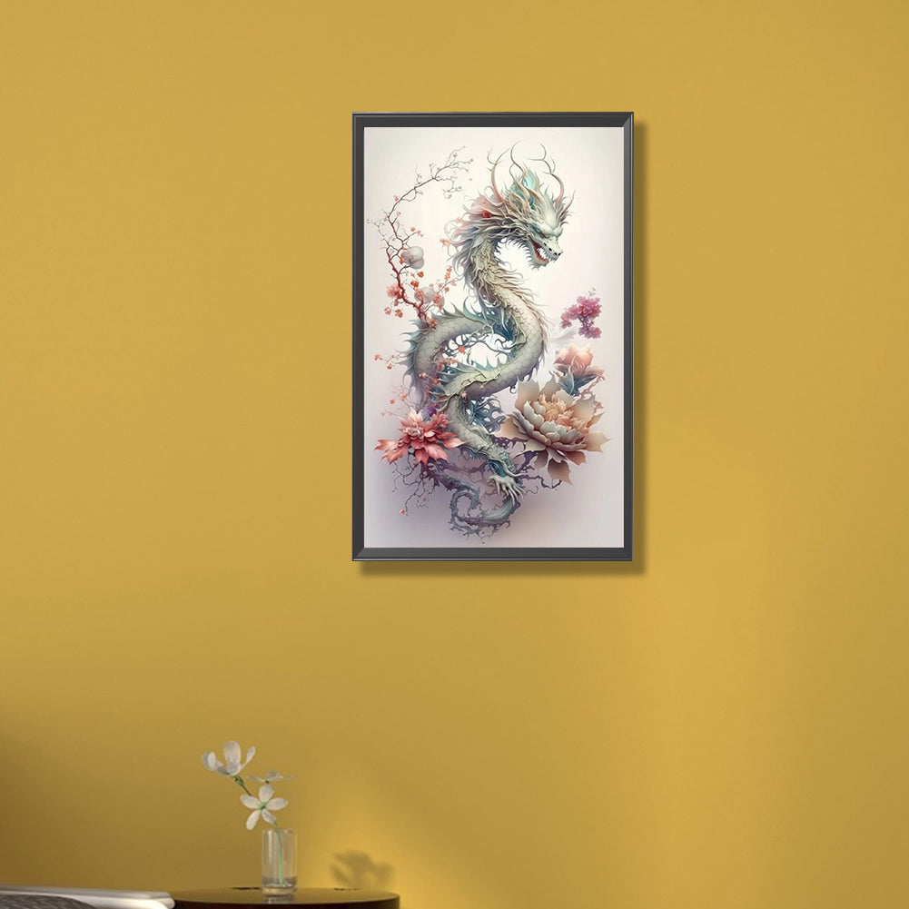Dragon And Flower - Full Square Drill Diamond Painting 30*50CM