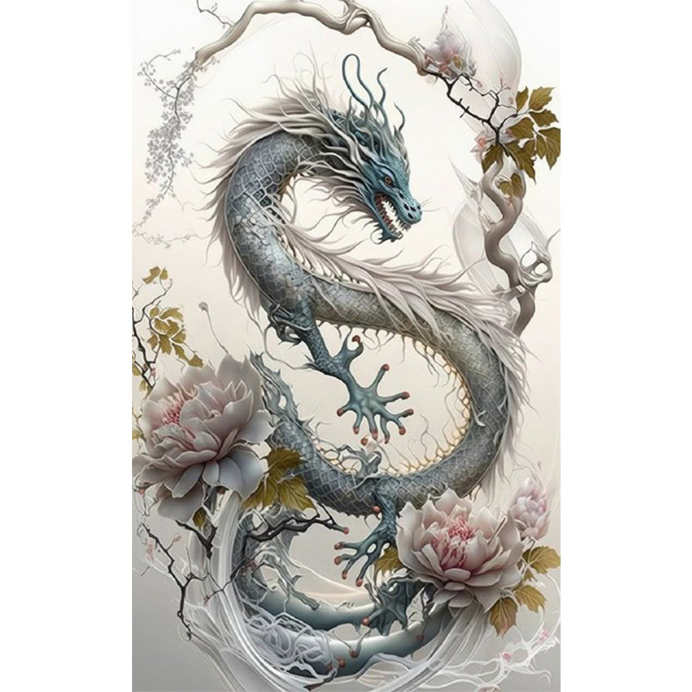 Dragon And Flower - Full Square Drill Diamond Painting 30*50CM