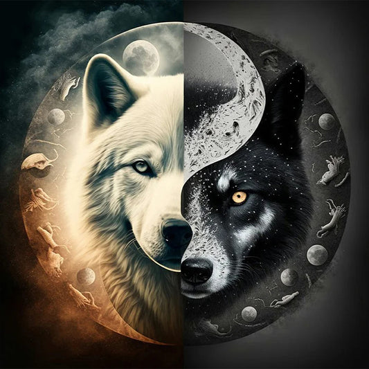Wolf Yin Yang Diagram - Full Square Drill Diamond Painting 40*40CM