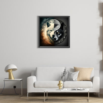 Wolf Yin Yang Diagram - Full Square Drill Diamond Painting 40*40CM