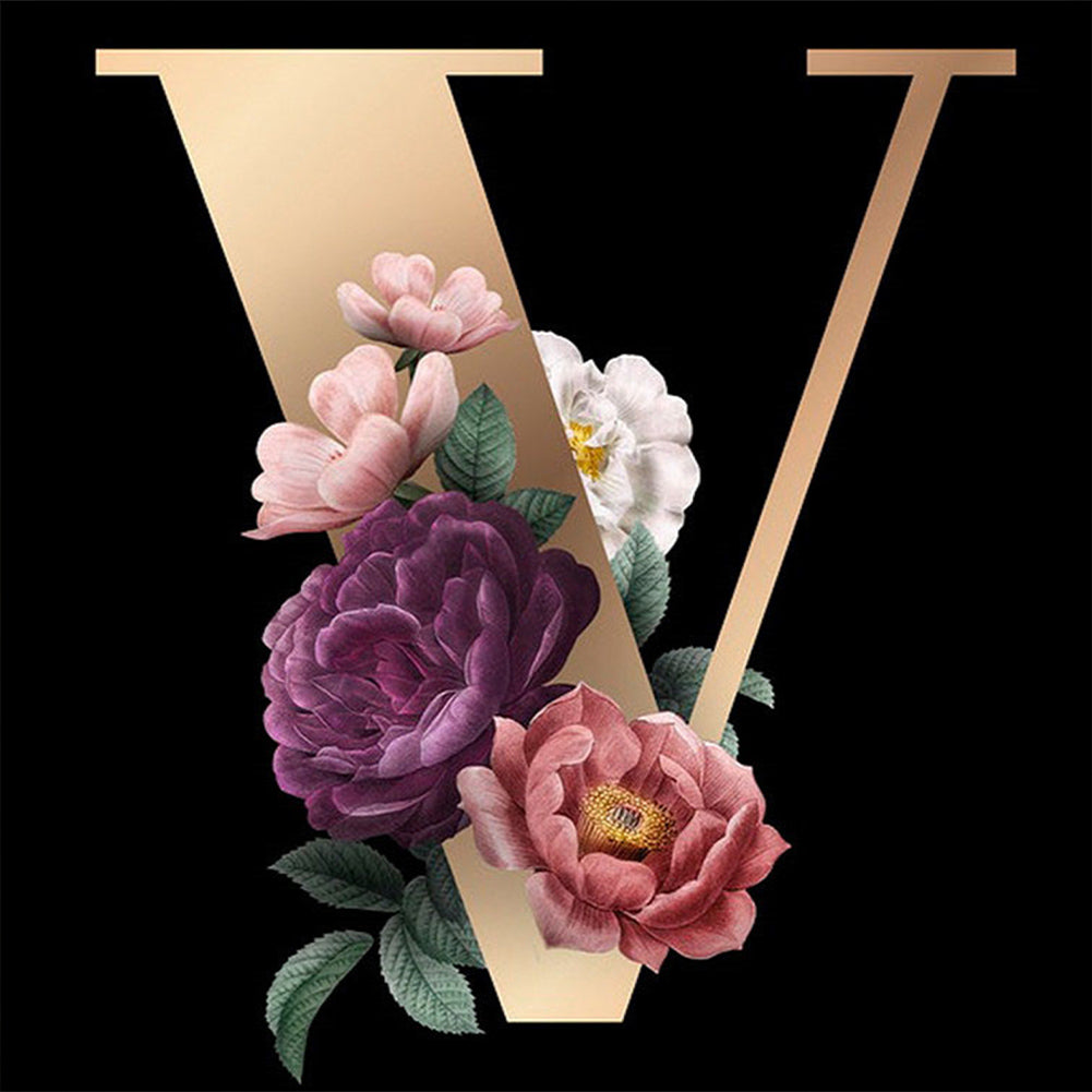 Letter V - Full Square Drill Diamond Painting 45*45CM