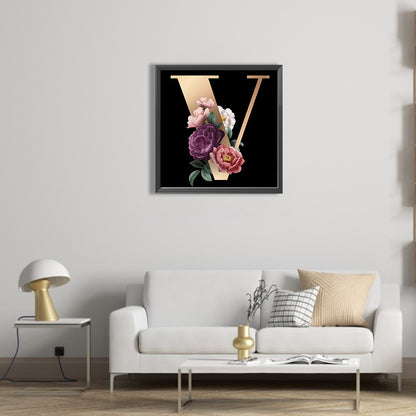 Letter V - Full Square Drill Diamond Painting 45*45CM