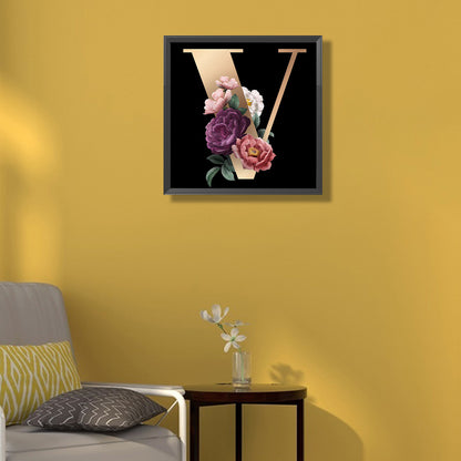 Letter V - Full Square Drill Diamond Painting 45*45CM