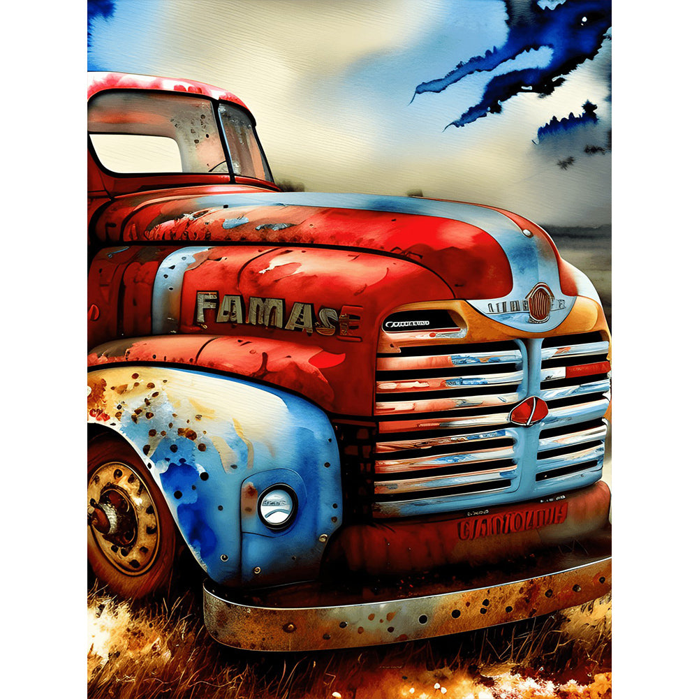 Independence Day Retro Vintage Car - Full Round Drill Diamond Painting 30*40CM