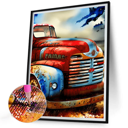 Independence Day Retro Vintage Car - Full Round Drill Diamond Painting 30*40CM