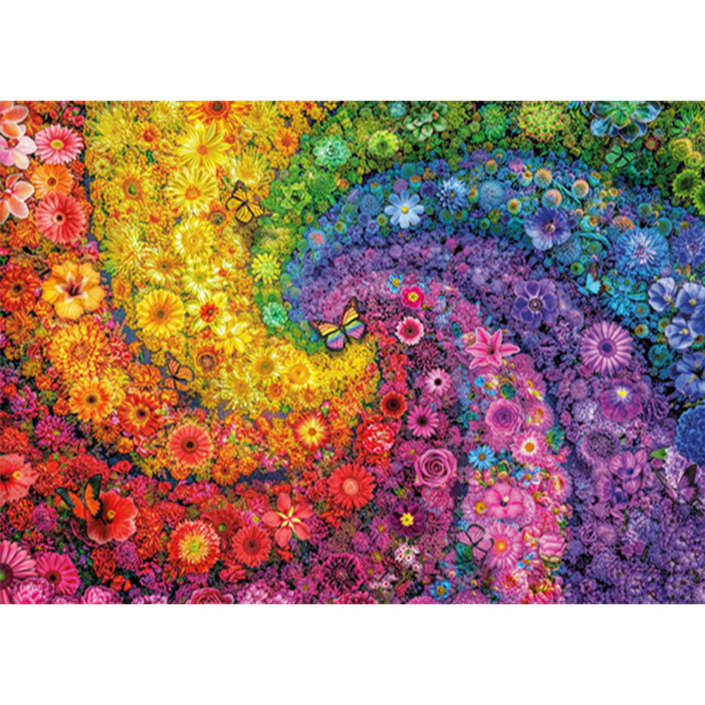 Rainbow Swirl Flowers - Full Square Drill Diamond Painting 70*50CM