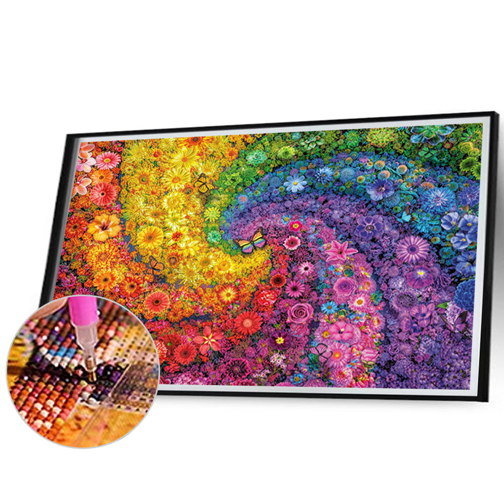 Rainbow Swirl Flowers - Full Square Drill Diamond Painting 70*50CM