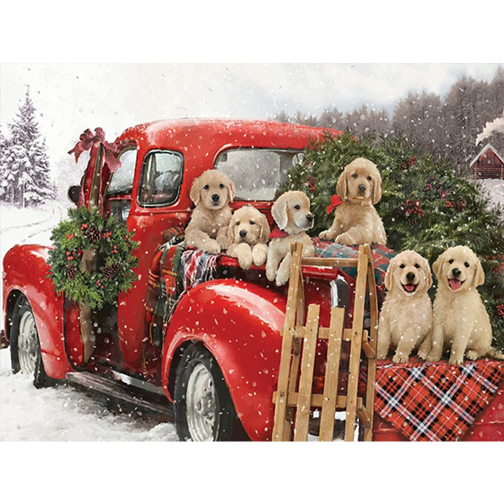 Golden Retriever On Truck - Full Square Drill Diamond Painting 40*30CM