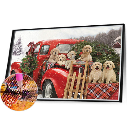 Golden Retriever On Truck - Full Square Drill Diamond Painting 40*30CM
