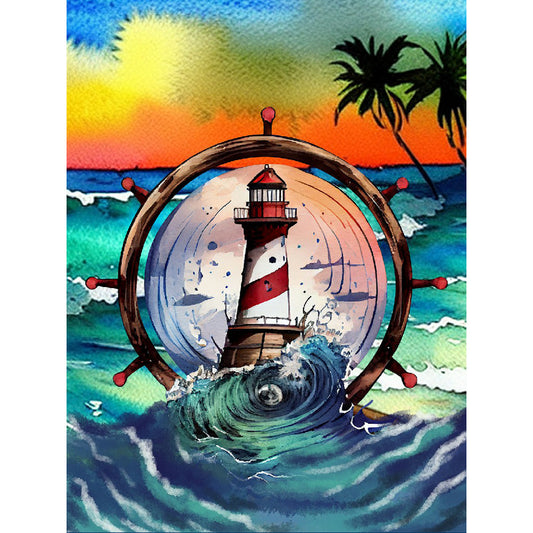 Wheel Lighthouse - Full Round Drill Diamond Painting 30*40CM