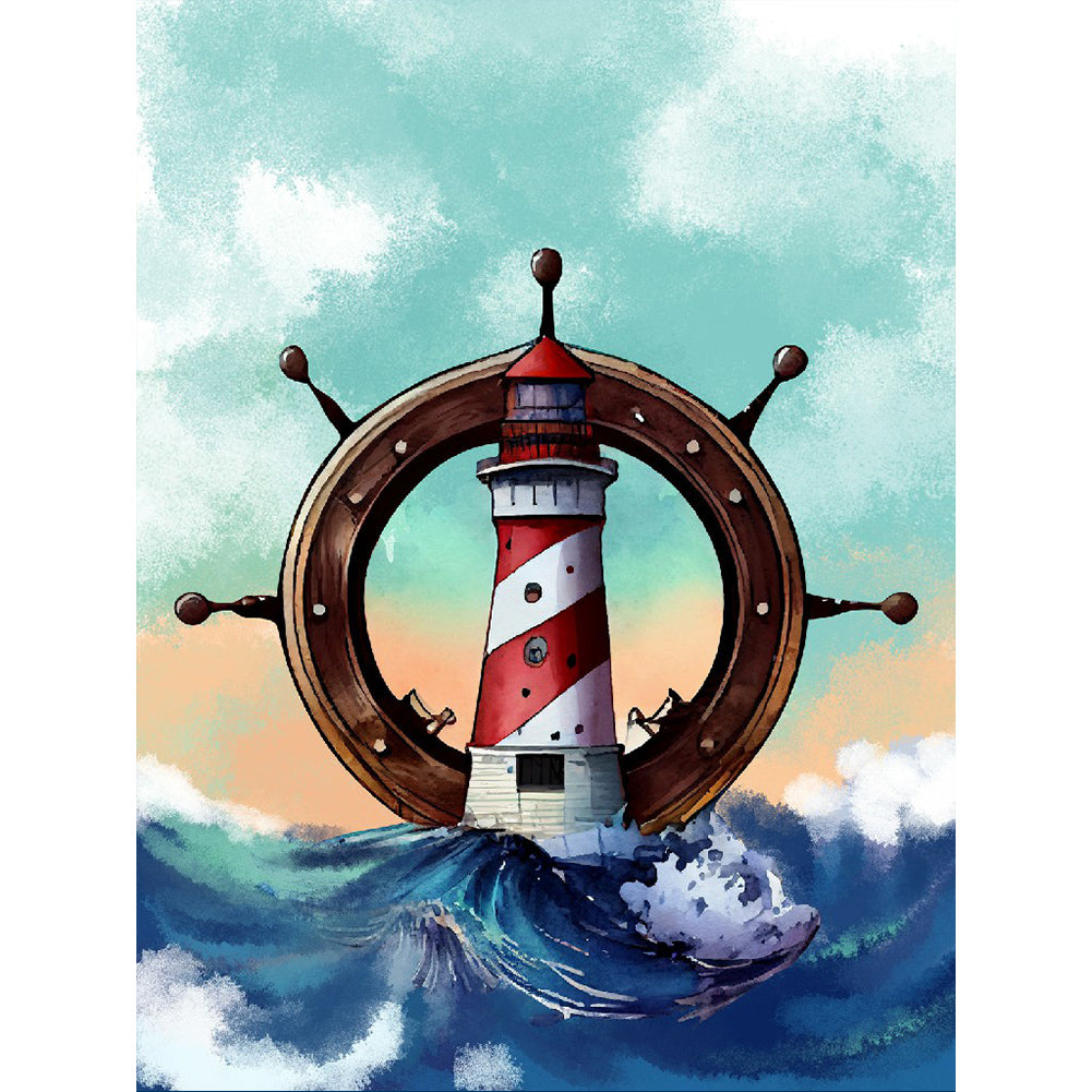 Wheel Lighthouse - Full Round Drill Diamond Painting 30*40CM