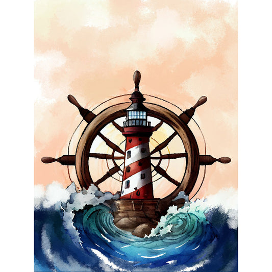 Wheel Lighthouse - Full Round Drill Diamond Painting 30*40CM