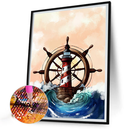 Wheel Lighthouse - Full Round Drill Diamond Painting 30*40CM