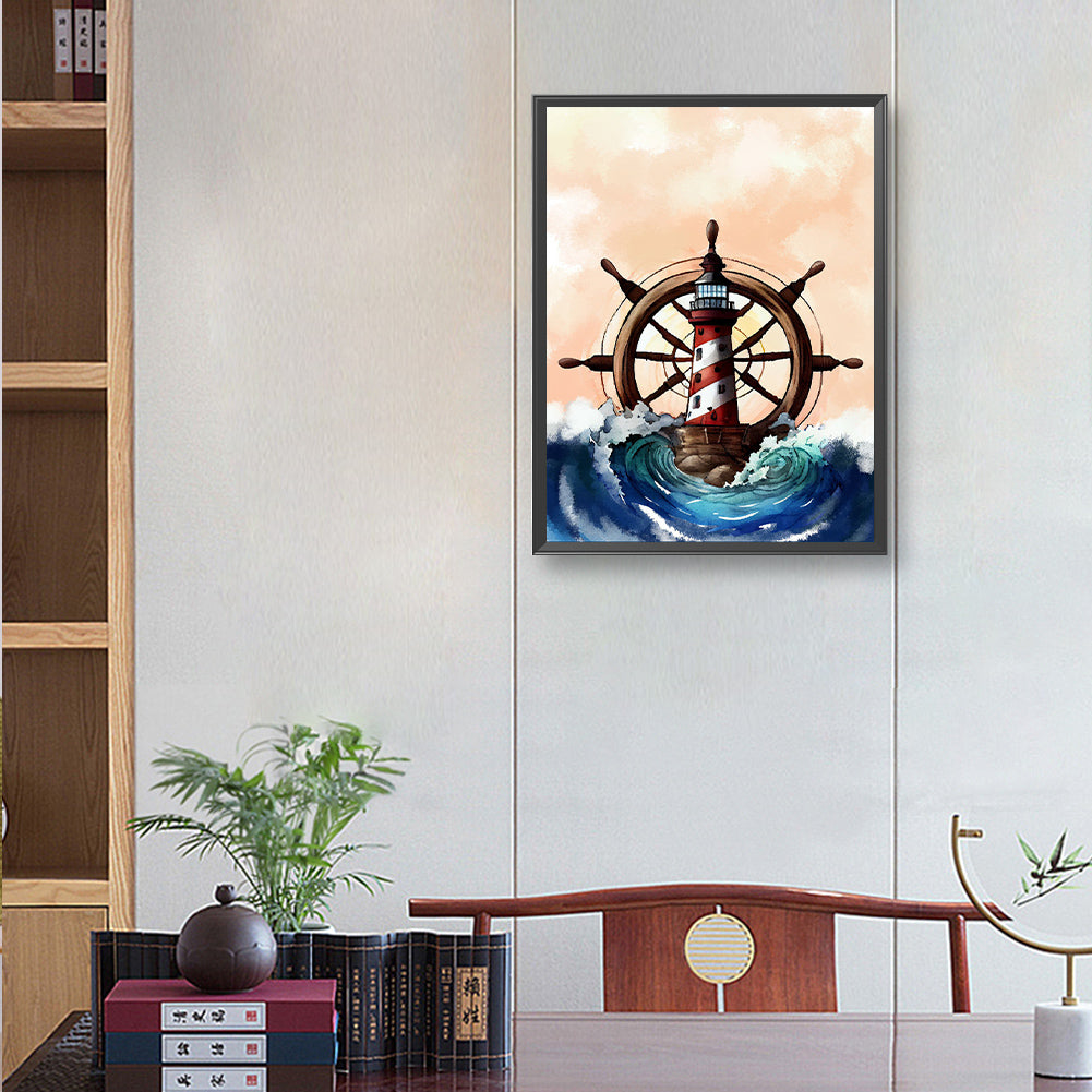 Wheel Lighthouse - Full Round Drill Diamond Painting 30*40CM