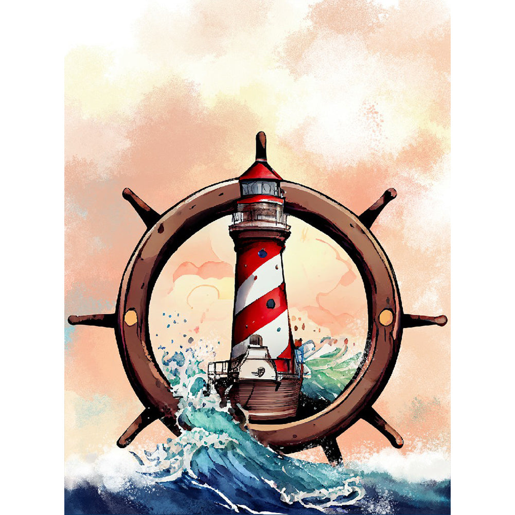 Wheel Lighthouse - Full Round Drill Diamond Painting 30*40CM