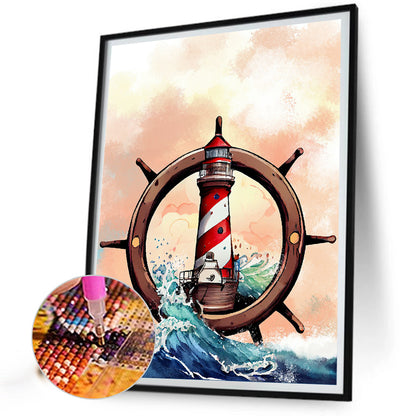 Wheel Lighthouse - Full Round Drill Diamond Painting 30*40CM