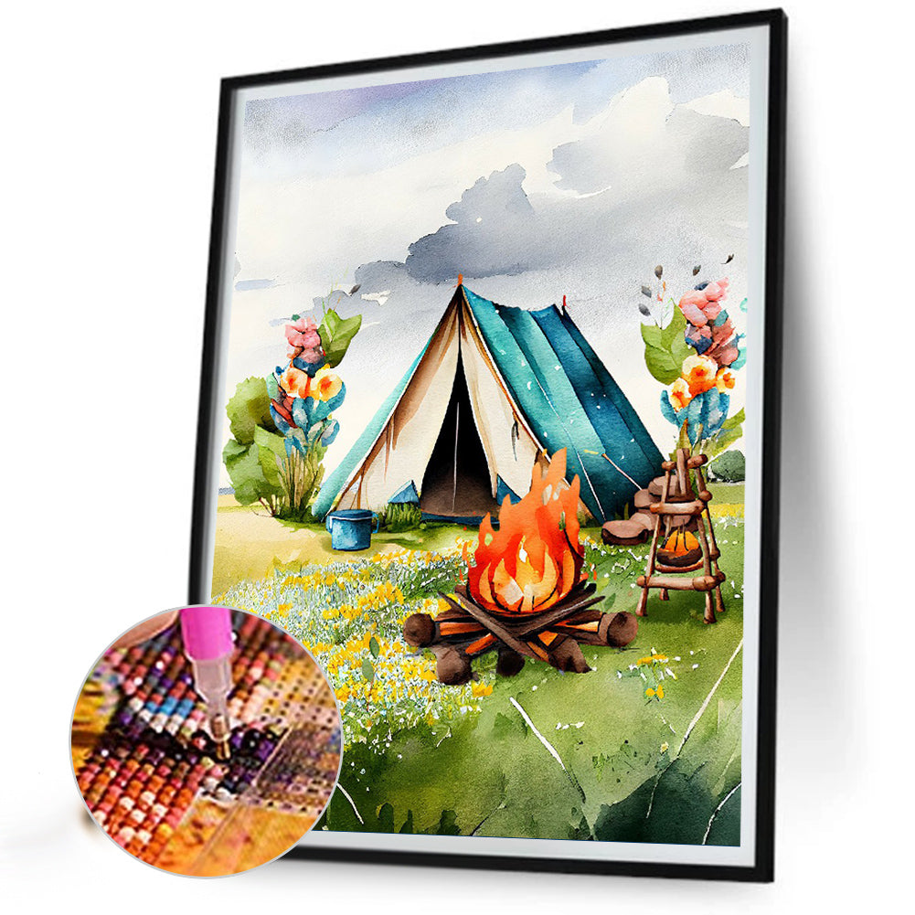 Camping - Full Round Drill Diamond Painting 30*40CM