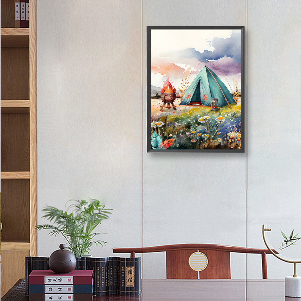 Camping - Full Round Drill Diamond Painting 30*40CM